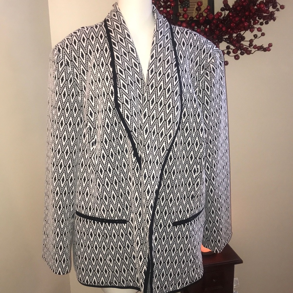 Black & White Plus Size Open Front Blazer